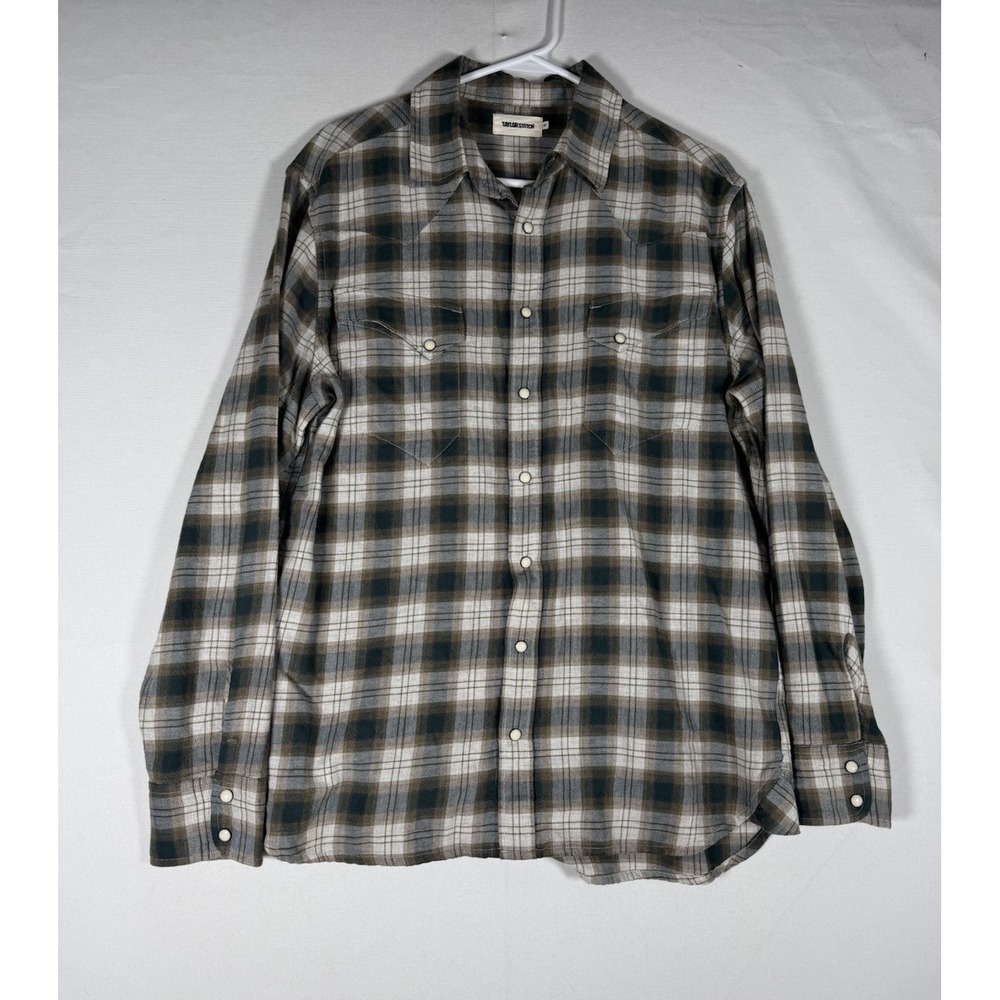 Taylor Stitch Western Flannel Plaid Pearl Snap Button Up Shirt Men's 40 Medium